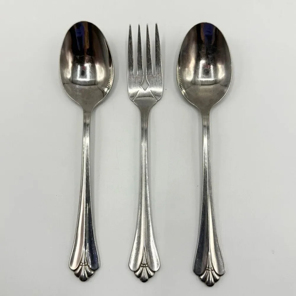Oneida Community Royal Flute Silver Utensil Set of 3 - Tablespoons and Fork